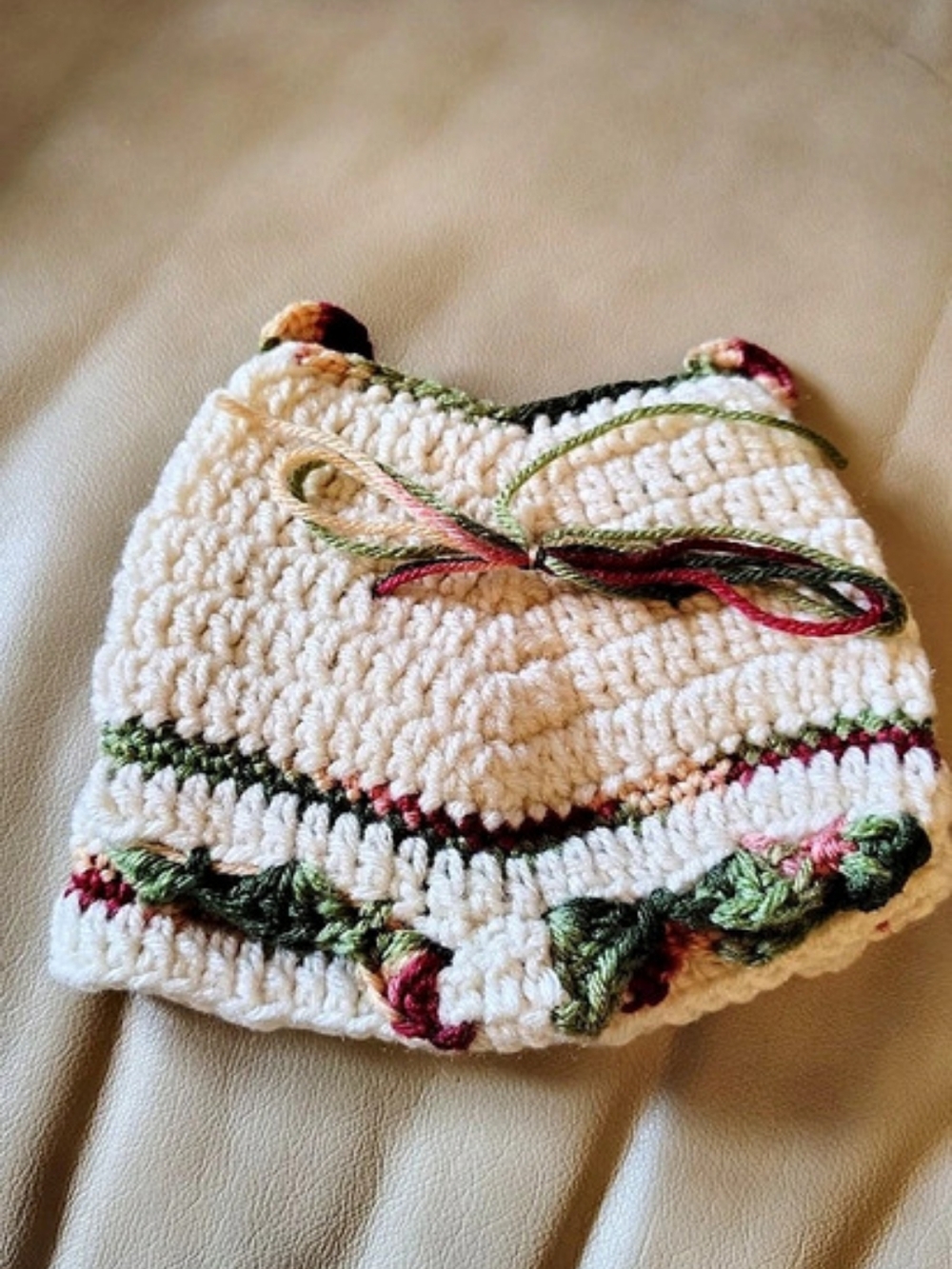 Crocheted Pot Holders Set Of Two Cream And Mingle Color